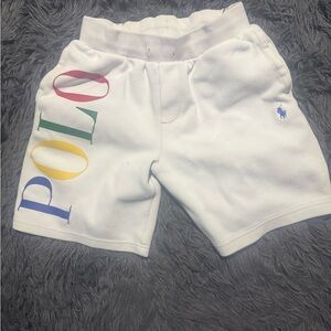 Ralph Lauren White Shorts with Multicolor Logo